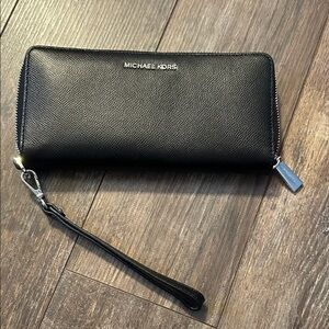 Michael Kors Black Zip-Around Wristlet